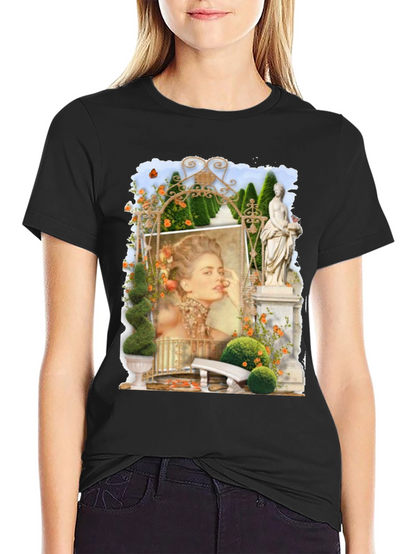 Elegant Garden Portrait Black T-Shirt