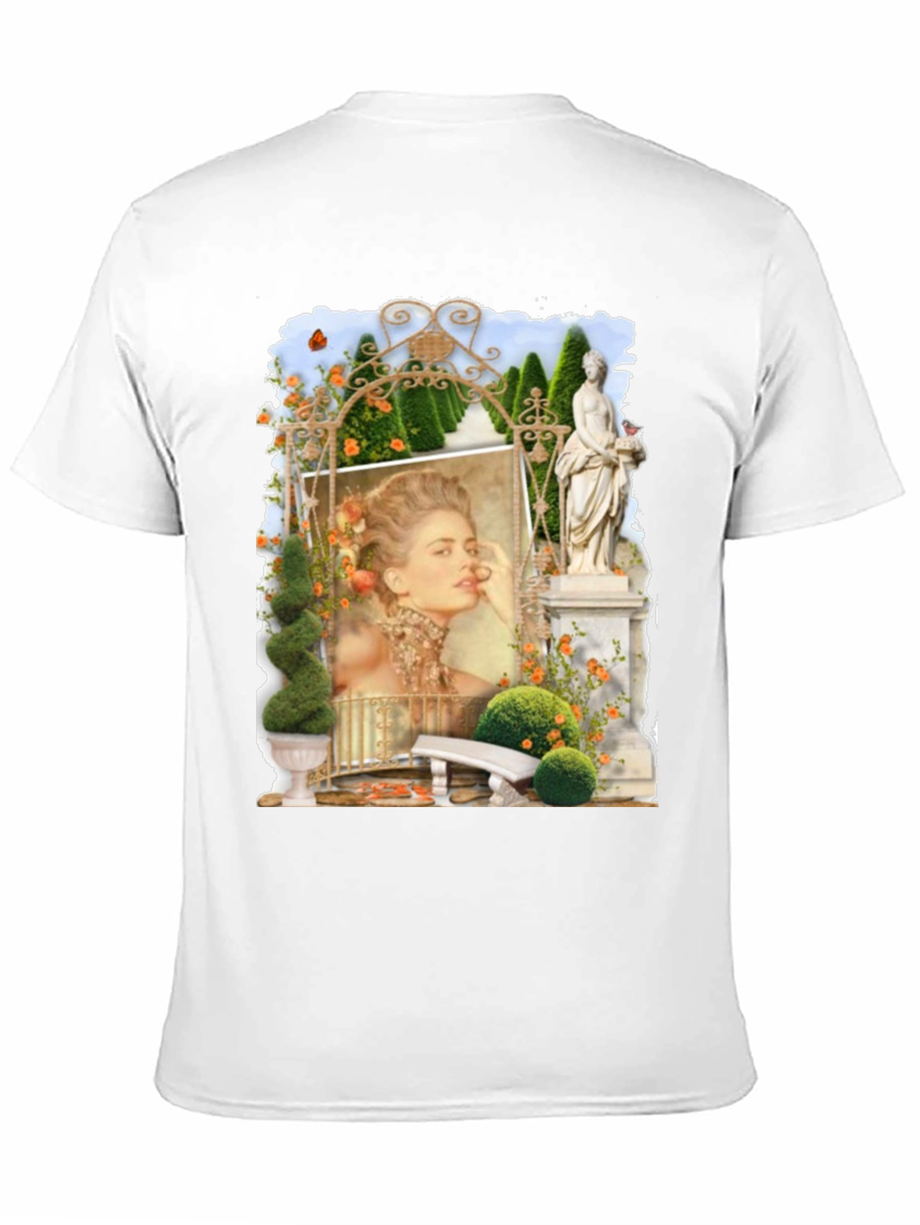 Elegant Garden Portrait Black T-Shirt