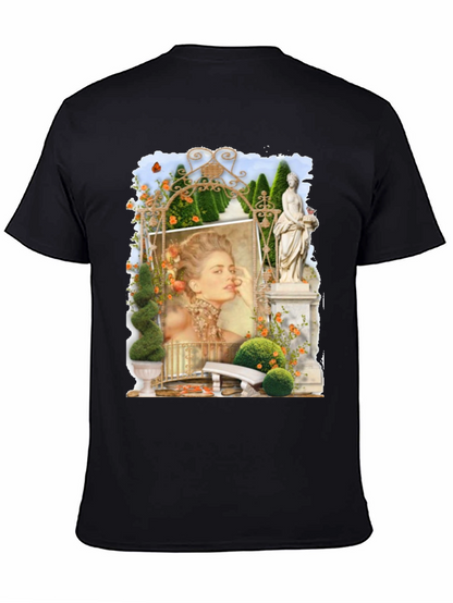 Elegant Garden Portrait Black T-Shirt