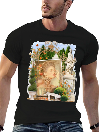 Elegant Garden Portrait Black T-Shirt