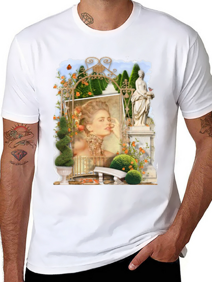 Elegant Garden Portrait Black T-Shirt