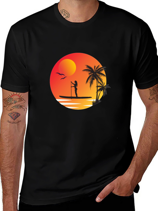 Sunset Paddleboard Graphic Tee - Black