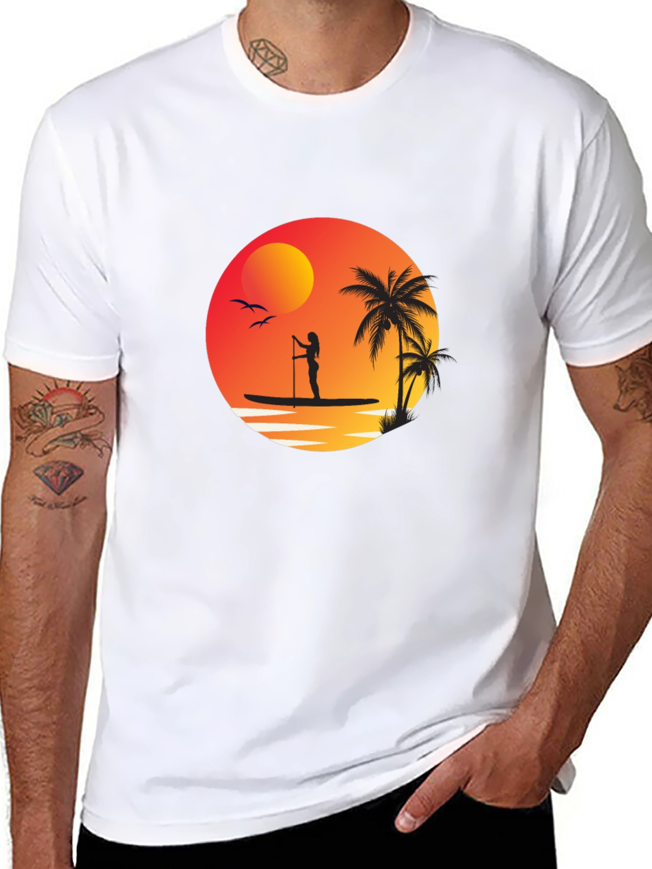 Sunset Paddleboard Graphic Tee - Black
