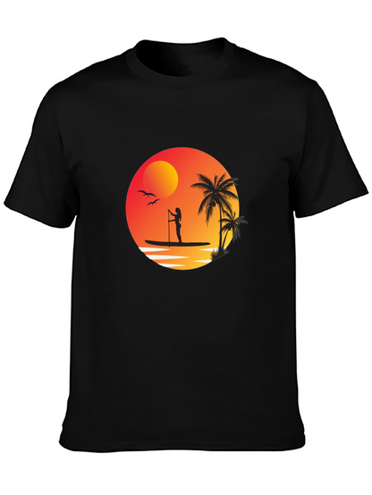 Sunset Paddleboard Graphic Tee - Black