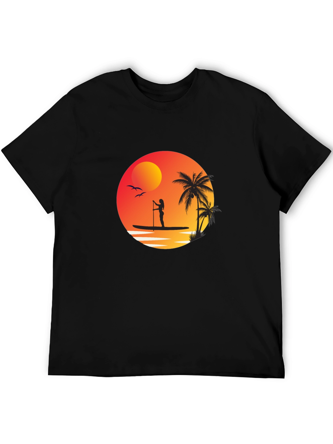 Sunset Paddleboard Graphic Tee - Black