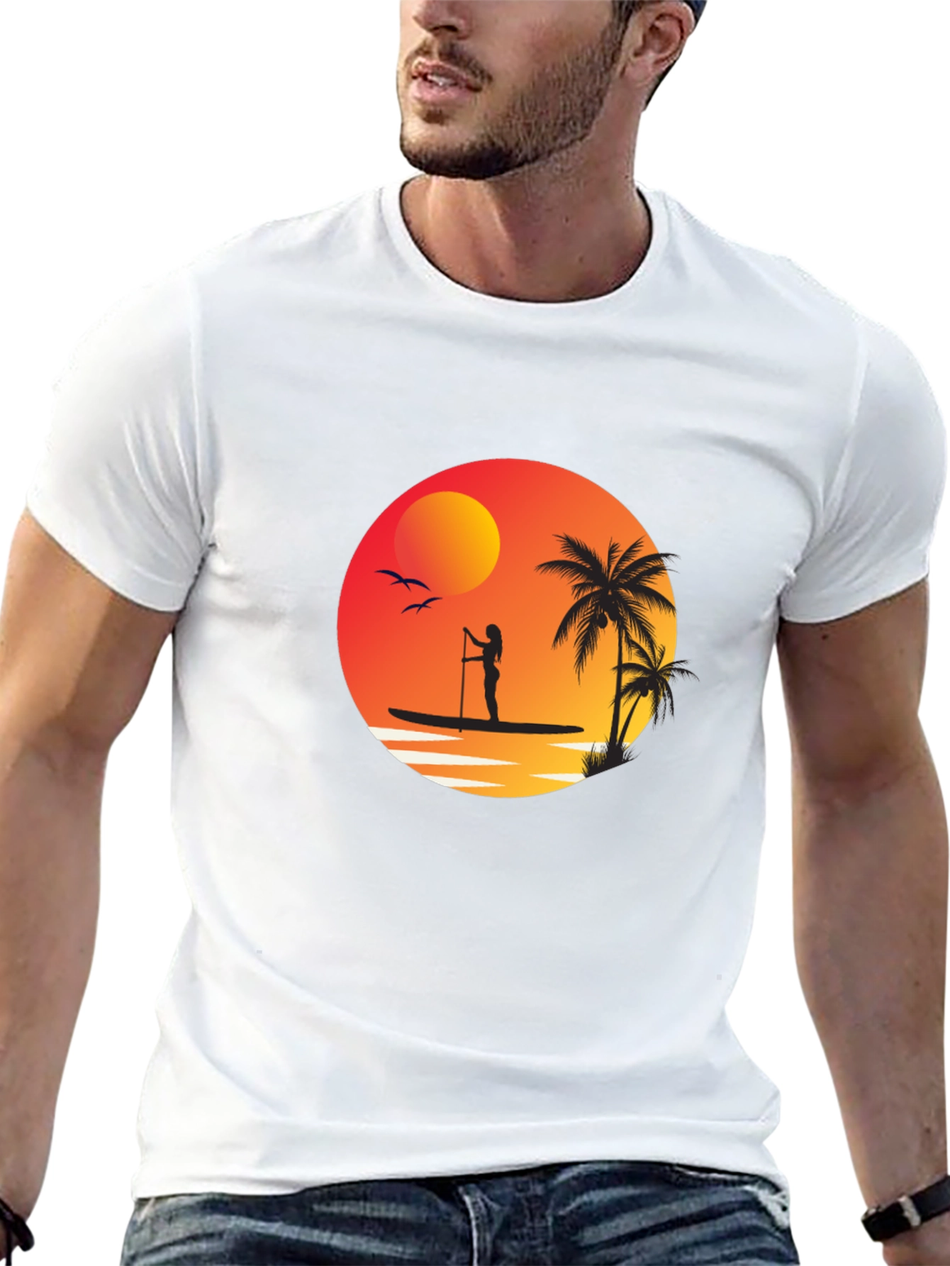 Sunset Paddleboard Graphic Tee - Black