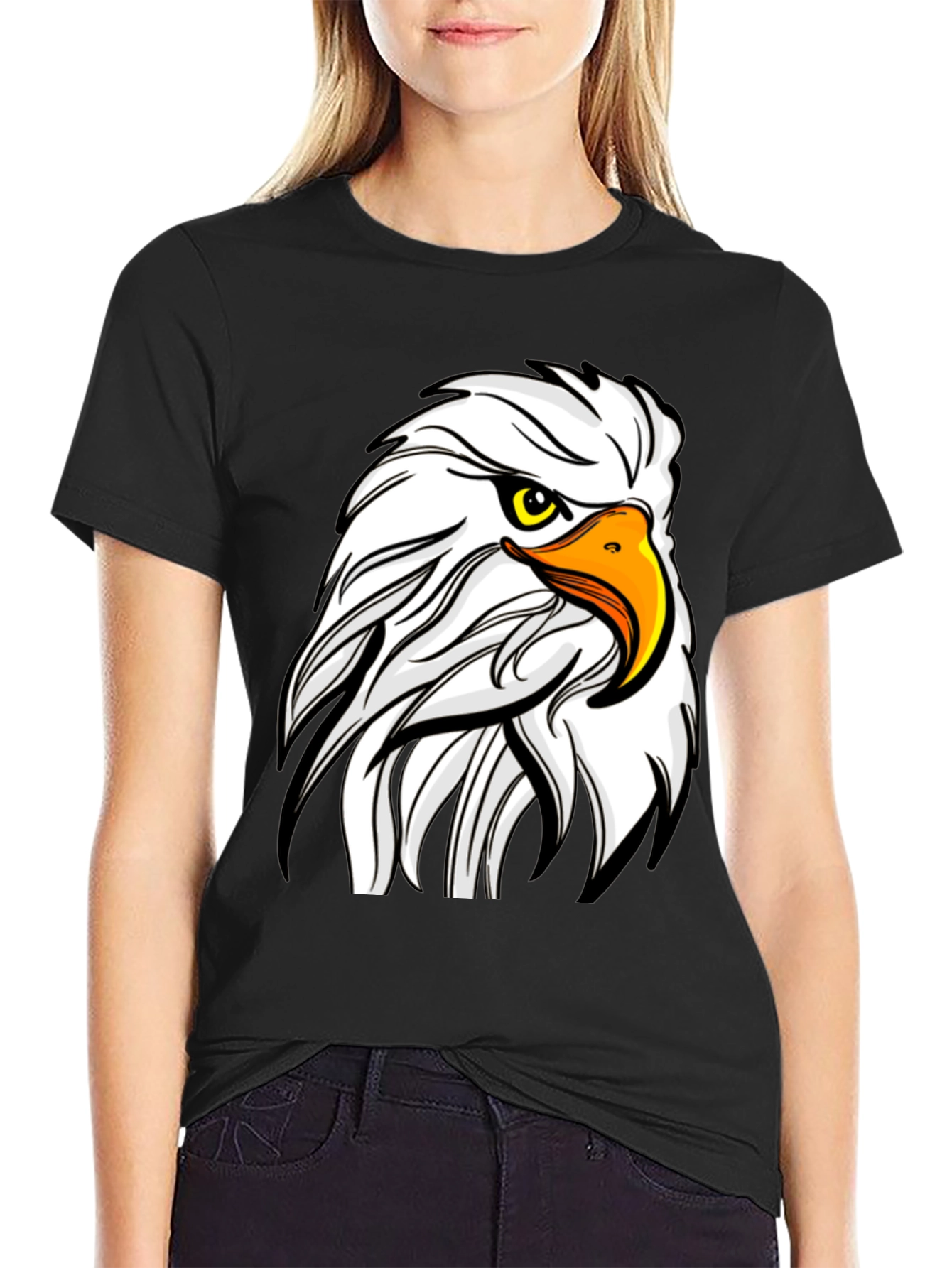 Bold Eagle Graphic Tee - Black Cotton T-Shirt