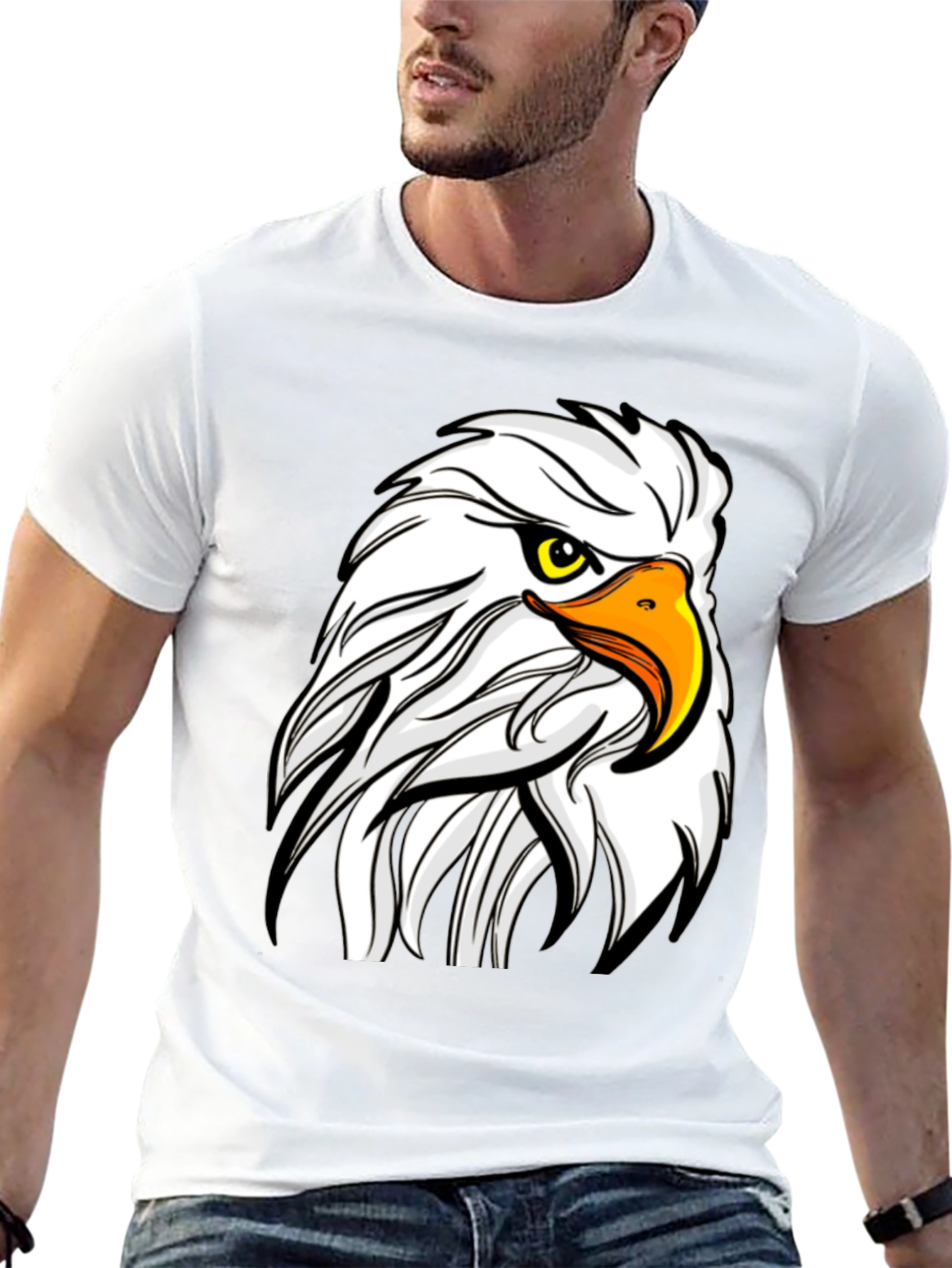Bold Eagle Graphic Tee - Black Cotton T-Shirt