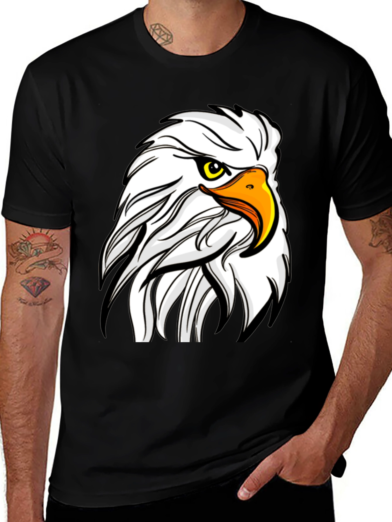 Bold Eagle Graphic Tee - Black Cotton T-Shirt