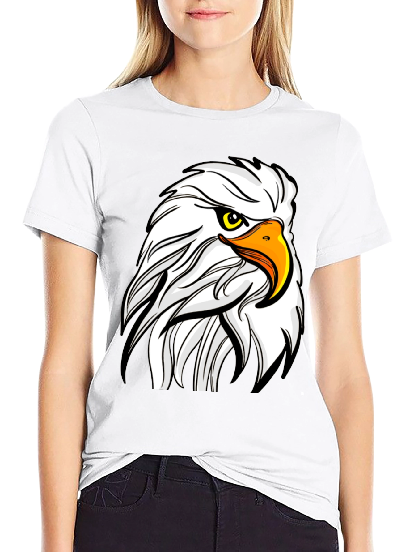 Bold Eagle Graphic Tee - Black Cotton T-Shirt