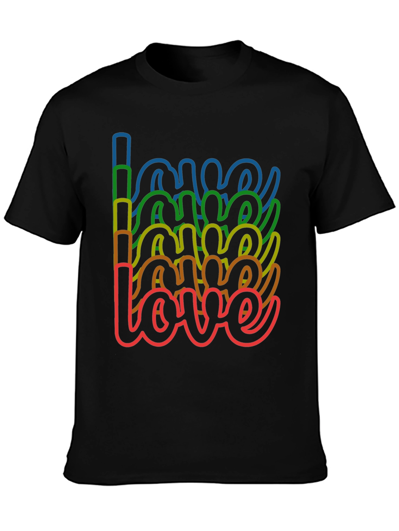 Rainbow Love Graphic Tee - Stylish Black T-Shirt