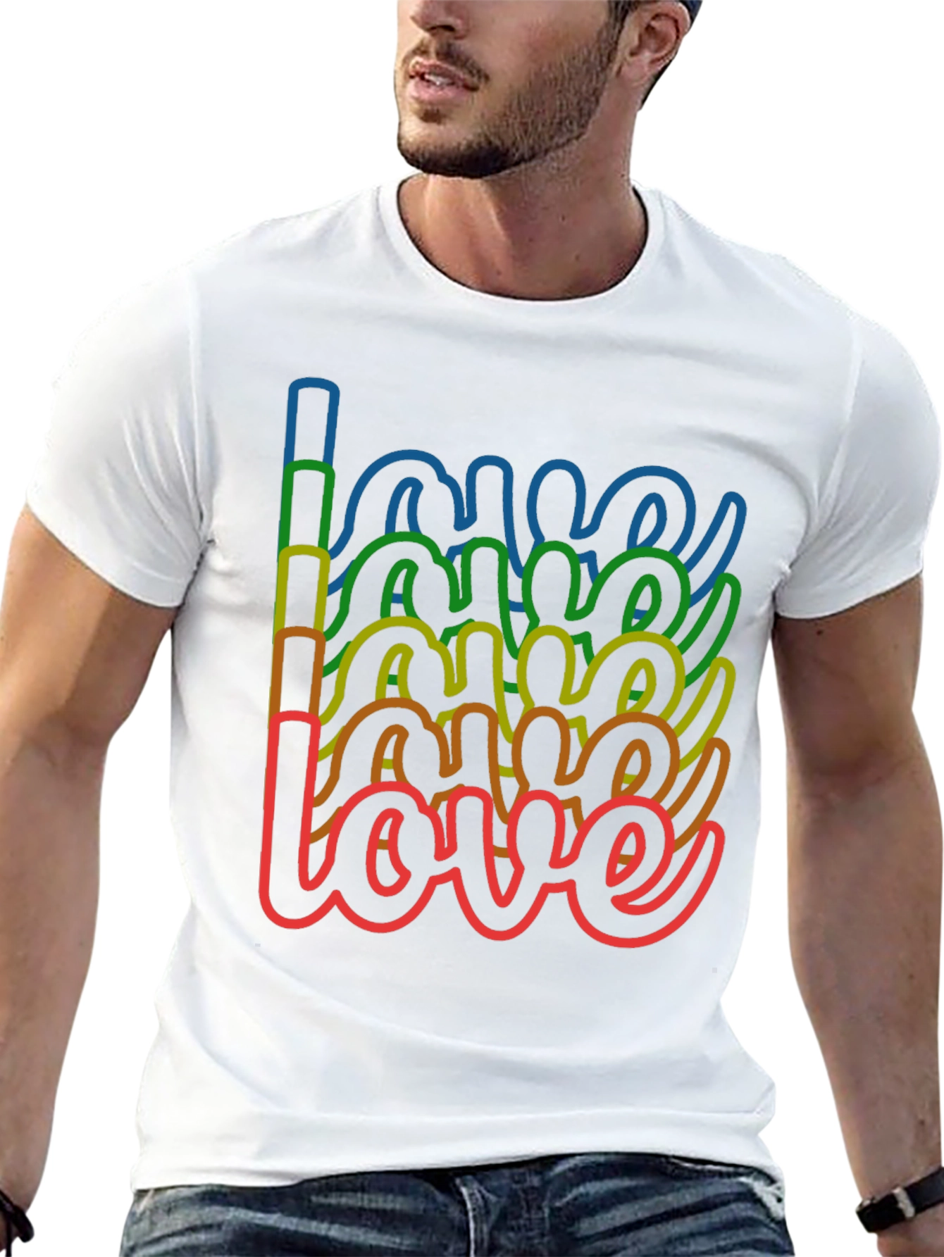 Rainbow Love Graphic Tee - Stylish Black T-Shirt