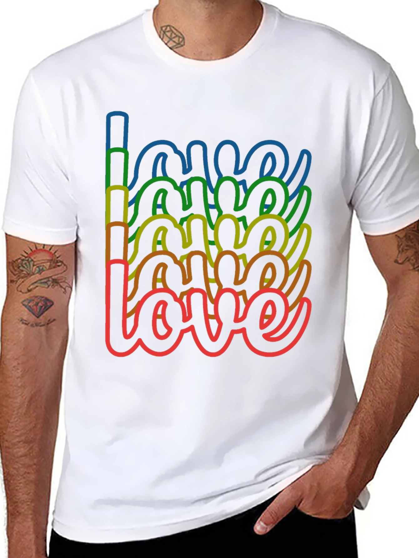 Rainbow Love Graphic Tee - Stylish Black T-Shirt