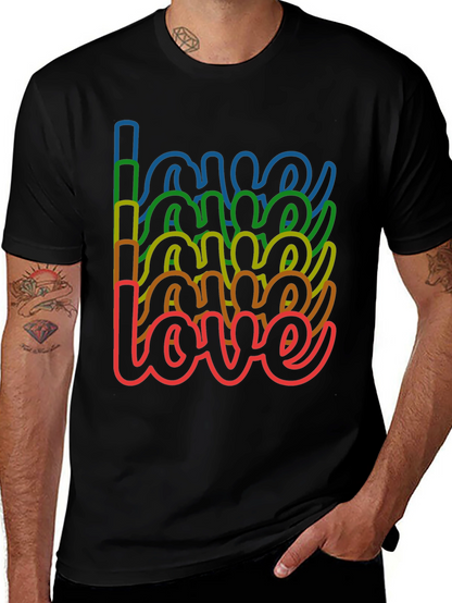 Rainbow Love Graphic Tee - Stylish Black T-Shirt