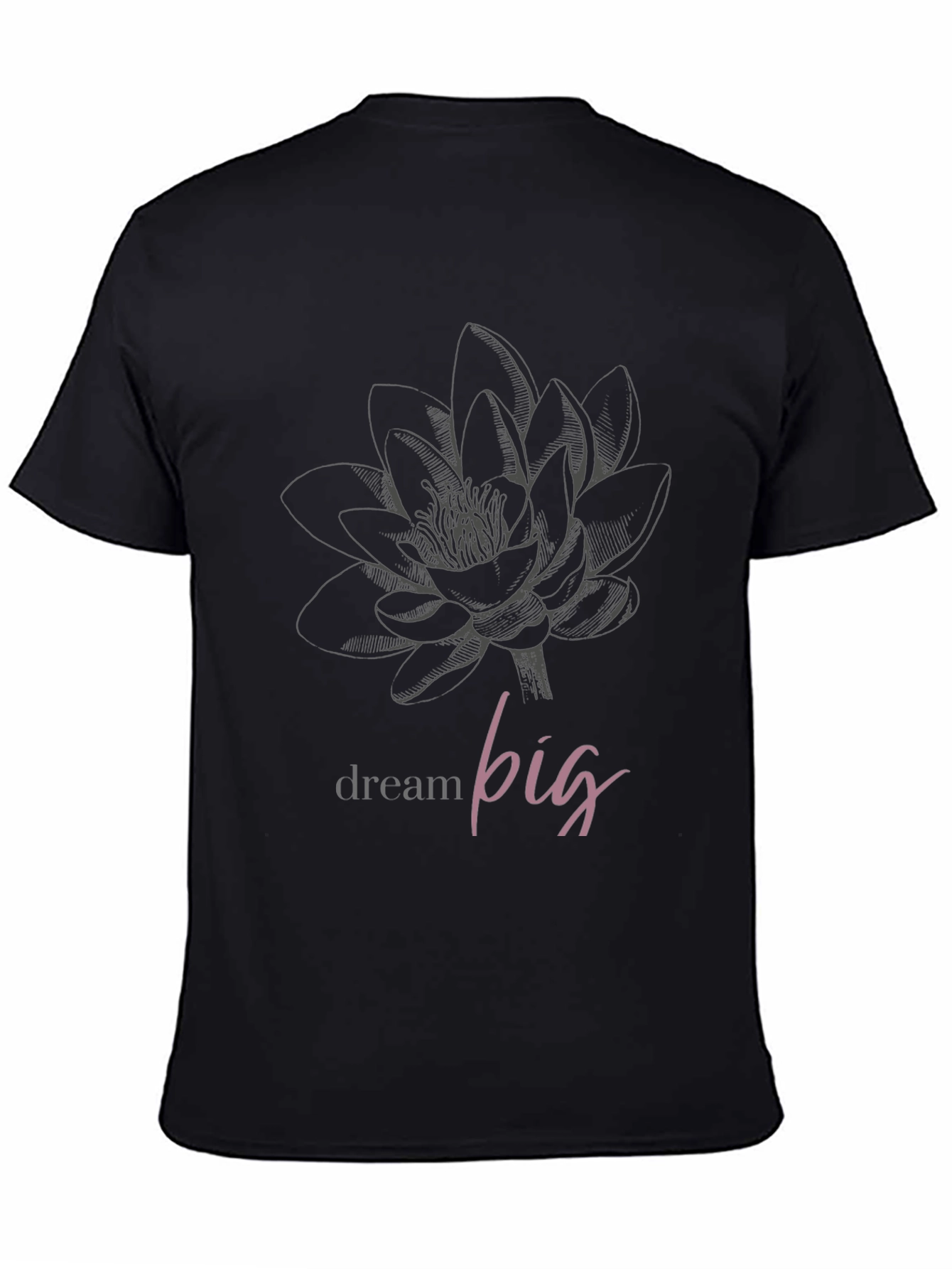 Dream Big Lotus Graphic Tee - Black Unisex T-Shirt