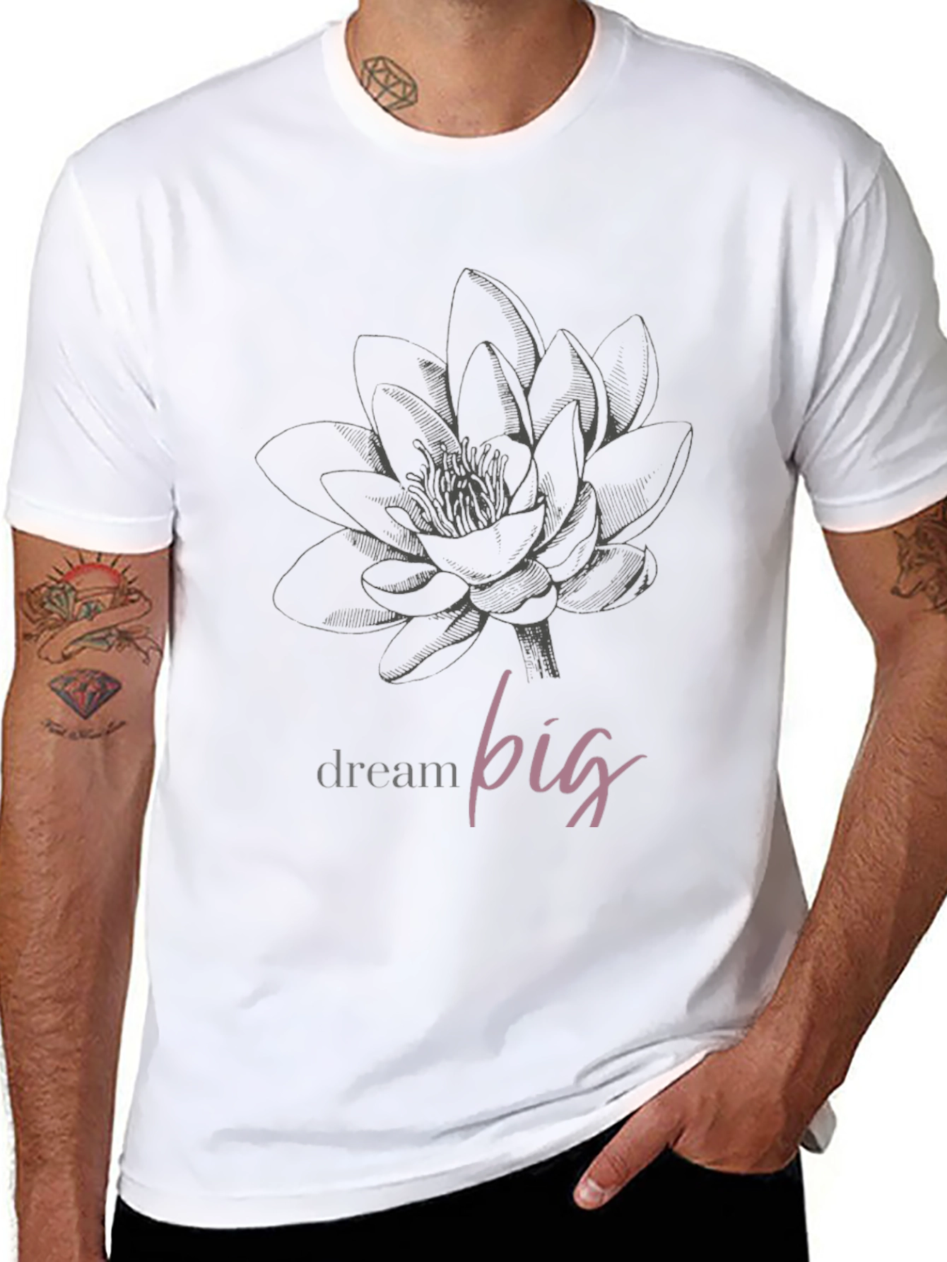 Dream Big Lotus Graphic Tee - Black Unisex T-Shirt