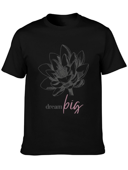 Dream Big Lotus Graphic Tee - Black Unisex T-Shirt