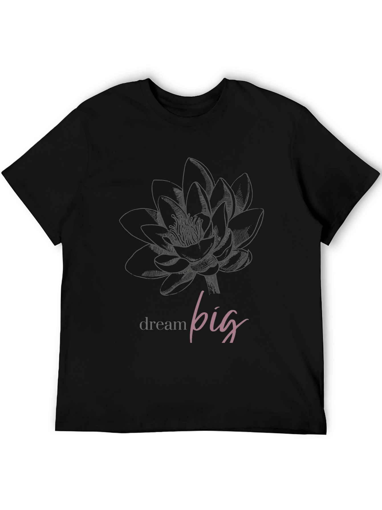 Dream Big Lotus Graphic Tee - Black Unisex T-Shirt