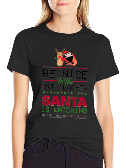 Be Nice to the Art Teacher Christmas Graphic Tee