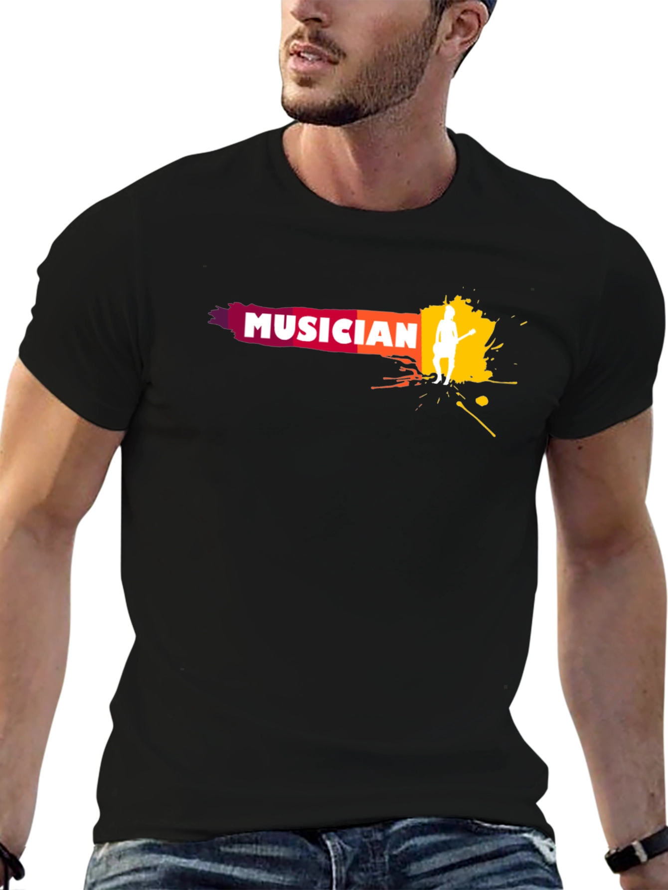 Musician Graphic Print Crew Neck T-Shirt