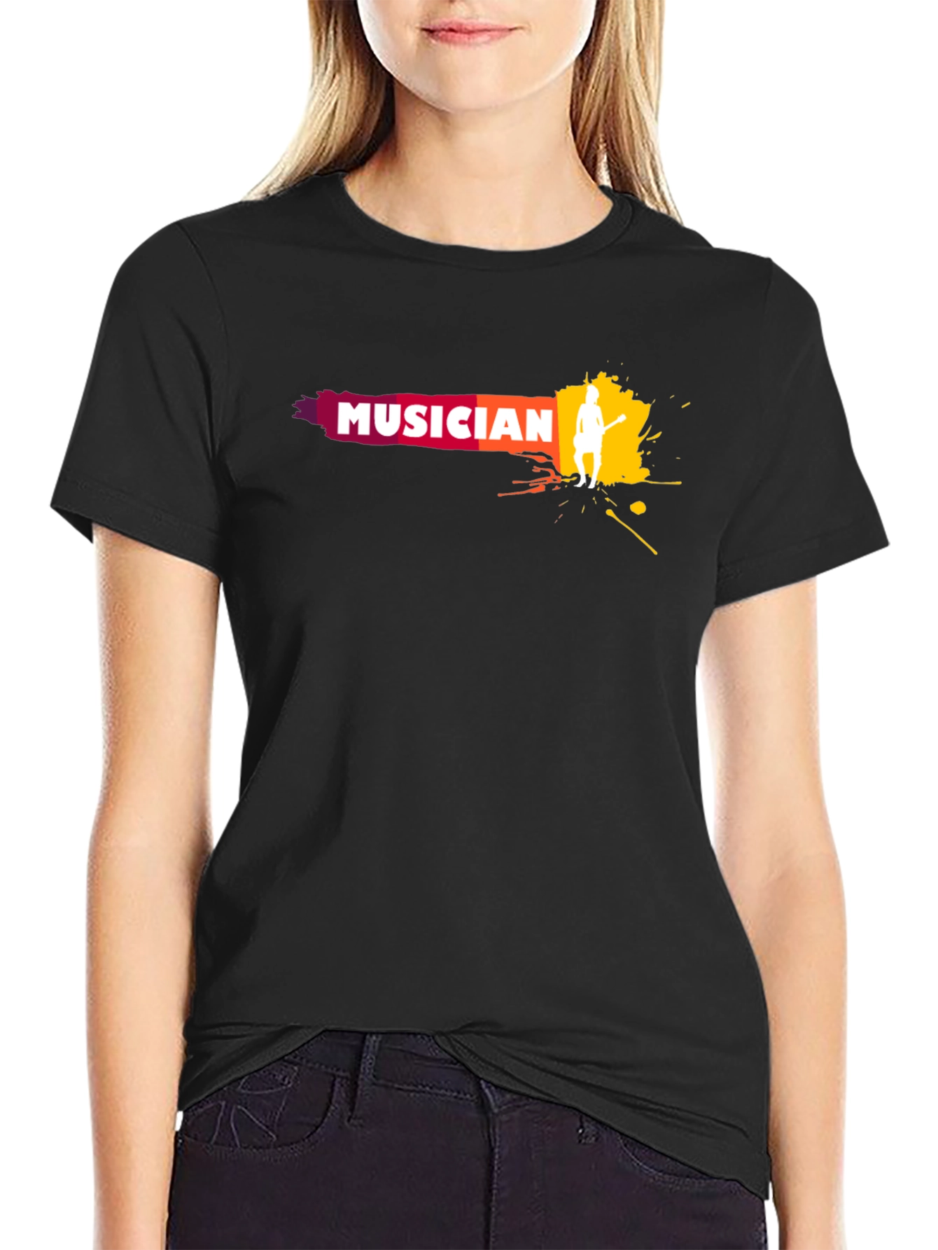 Musician Graphic Print Crew Neck T-Shirt