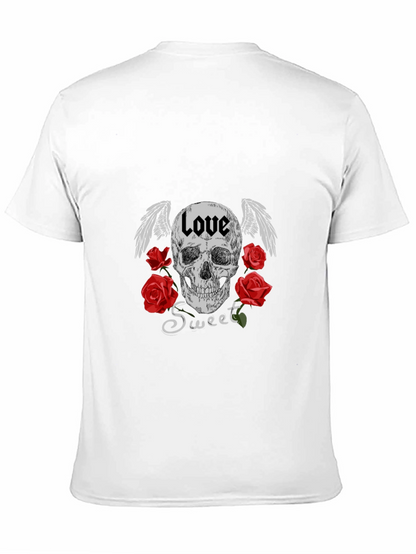 Love Sweet Skull Graphic Black T-Shirt