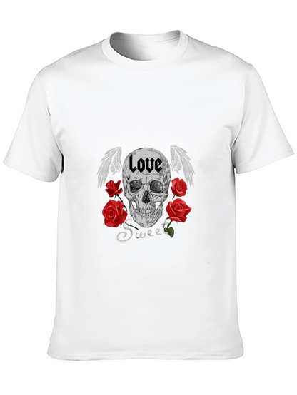 Love Sweet Skull Graphic Black T-Shirt