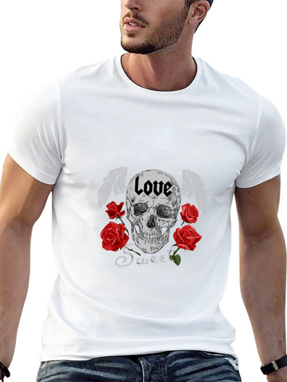 Love Sweet Skull Graphic Black T-Shirt