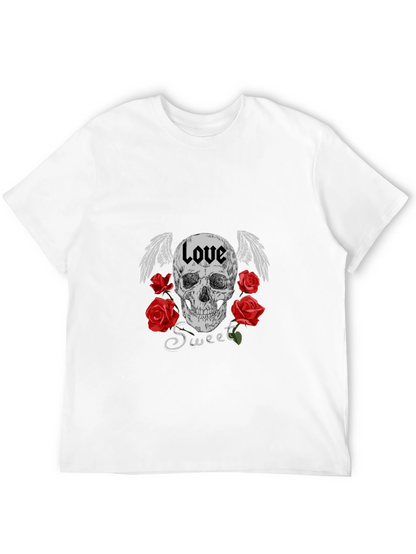 Love Sweet Skull Graphic Black T-Shirt