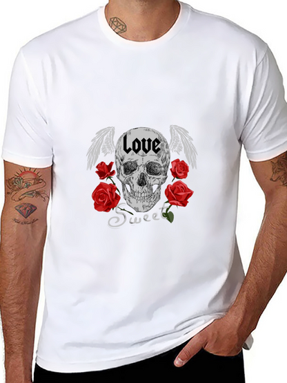 Love Sweet Skull Graphic Black T-Shirt