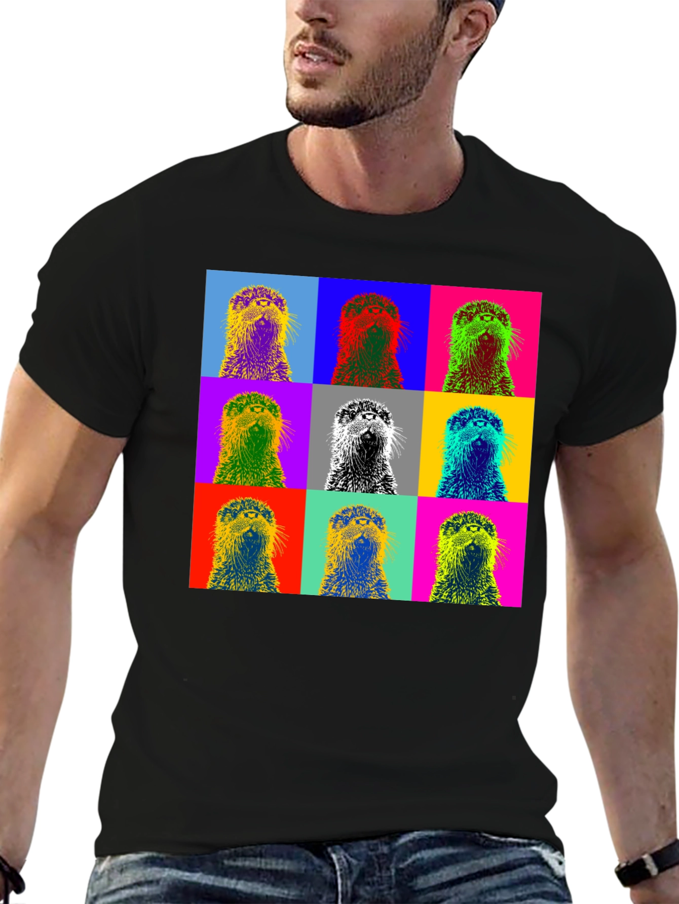 Pop Art Otter Graphic T-Shirt - Novelty Design