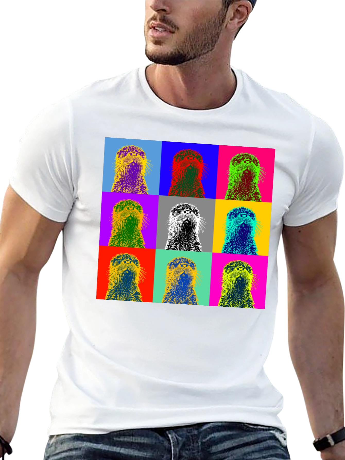 Pop Art Otter Graphic T-Shirt - Novelty Design
