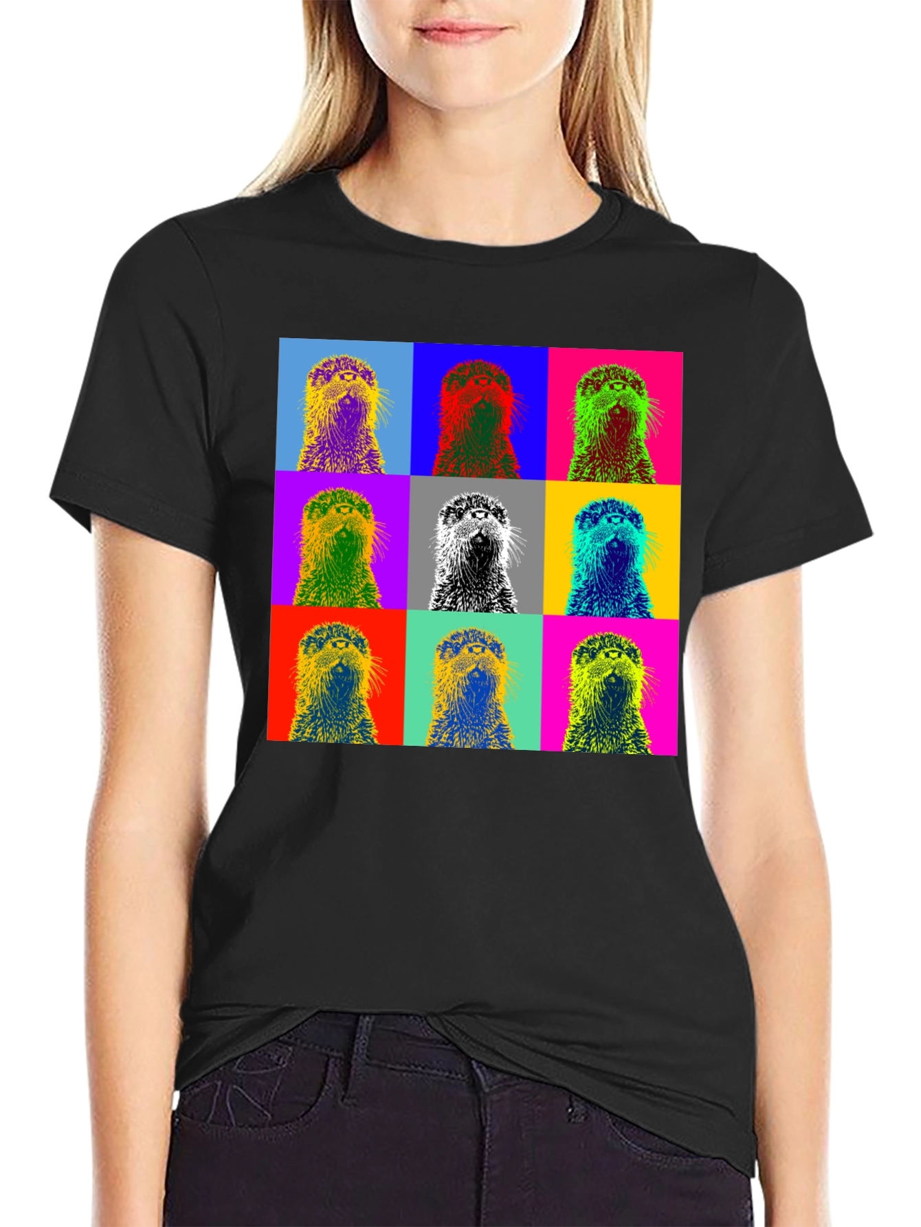 Pop Art Otter Graphic T-Shirt - Novelty Design