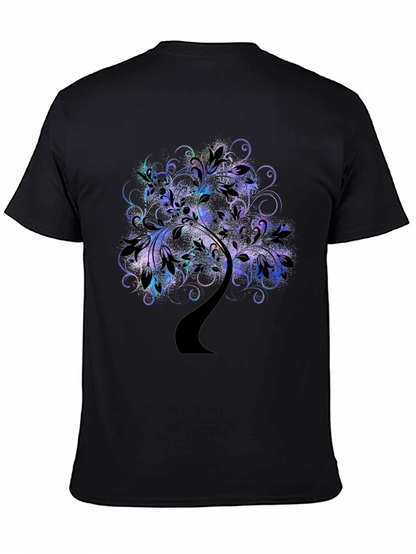 Abstract Tree Graphic Tee - Black Cotton Comfort