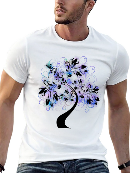 Abstract Tree Graphic Tee - Black Cotton Comfort