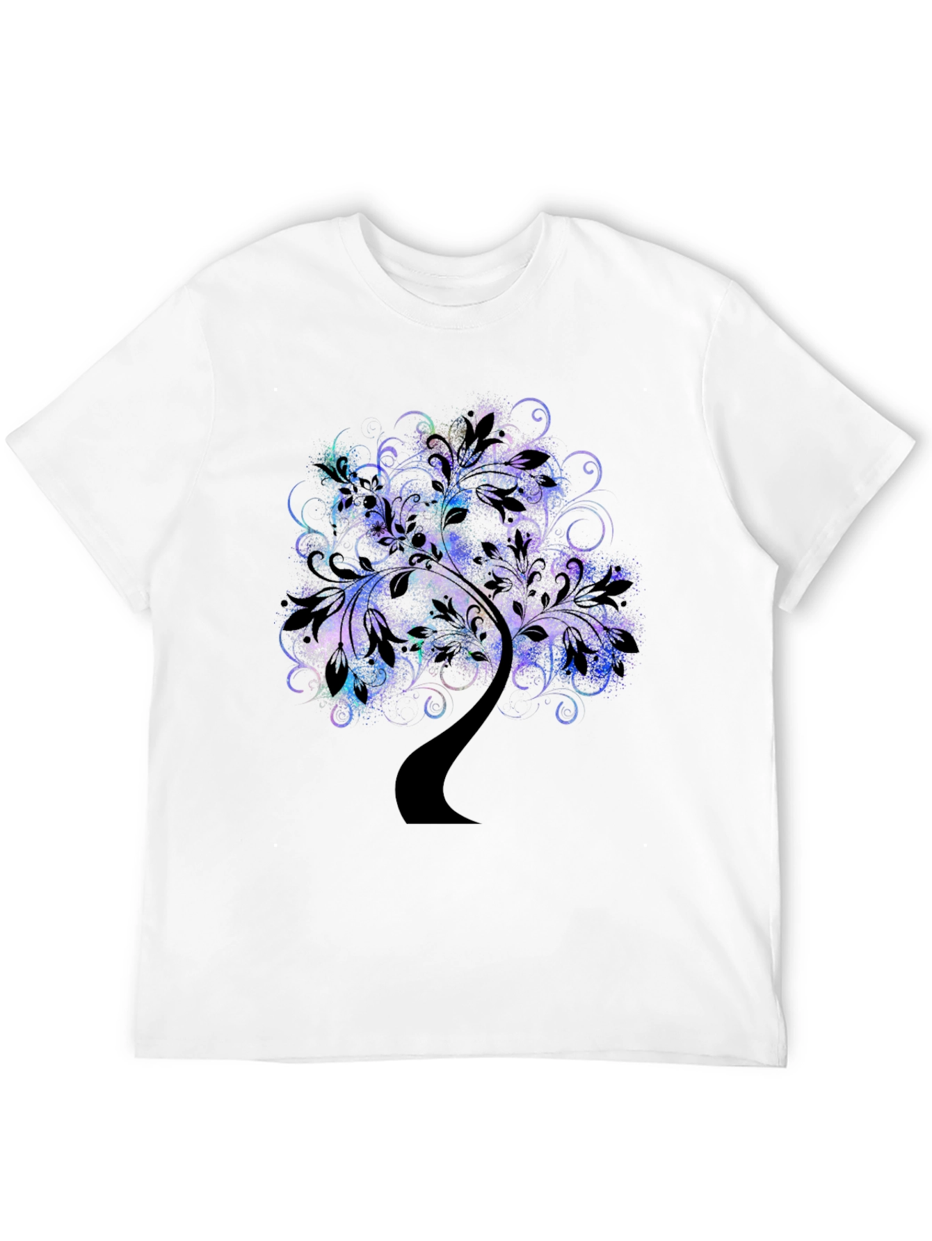 Abstract Tree Graphic Tee - Black Cotton Comfort