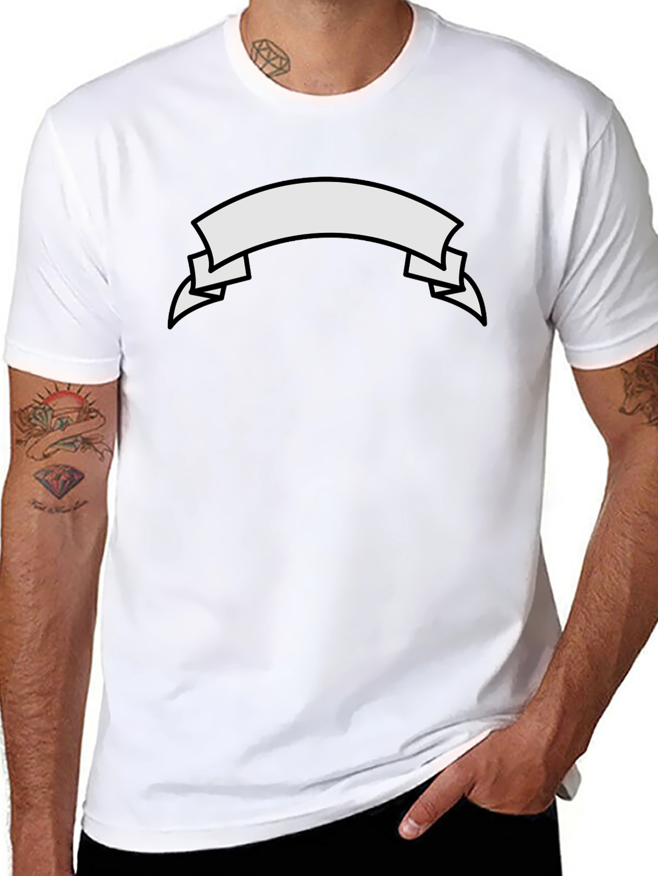 Classic Black Tee with Customizable Banner Design