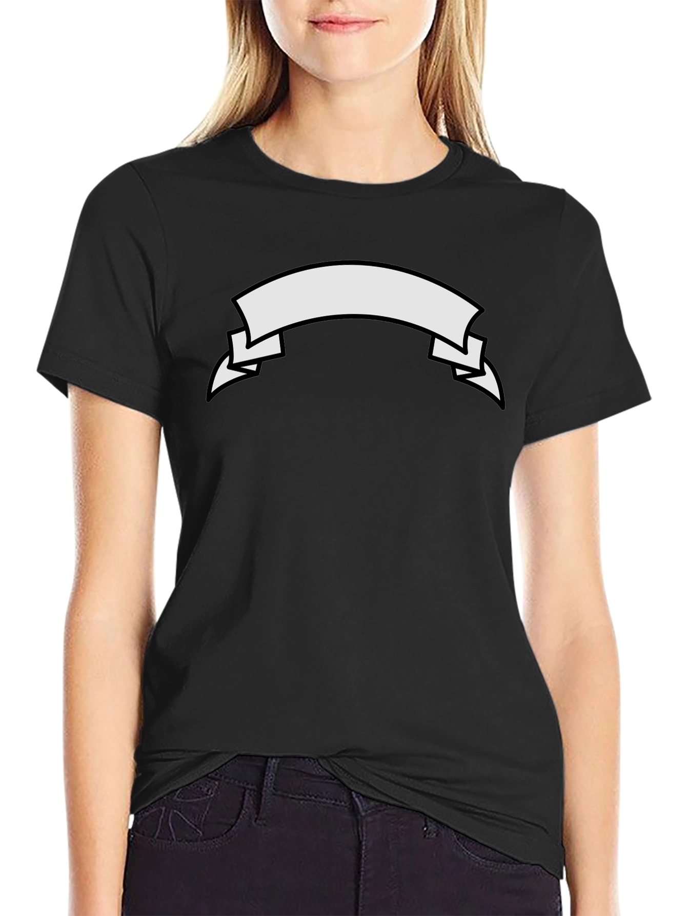 Classic Black Tee with Customizable Banner Design