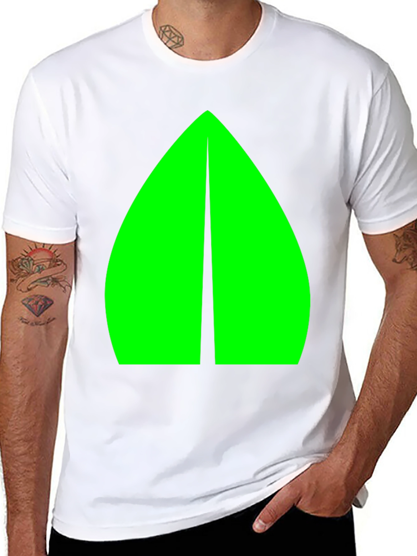 Geometric Green Graphic Black Tee