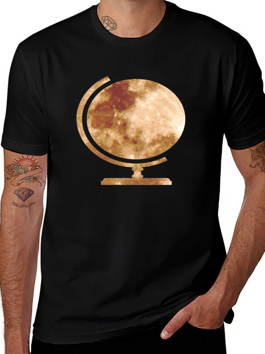 Moon Globe Graphic Tee - Stylish Space T-Shirt