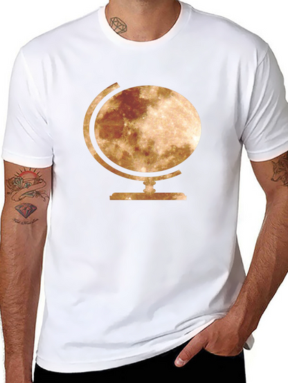 Moon Globe Graphic Tee - Stylish Space T-Shirt