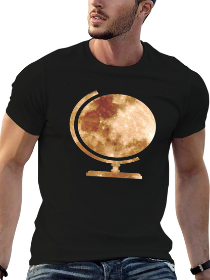 Moon Globe Graphic Tee - Stylish Space T-Shirt