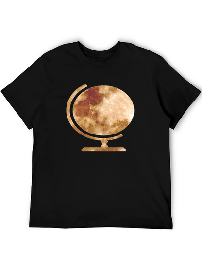 Moon Globe Graphic Tee - Stylish Space T-Shirt