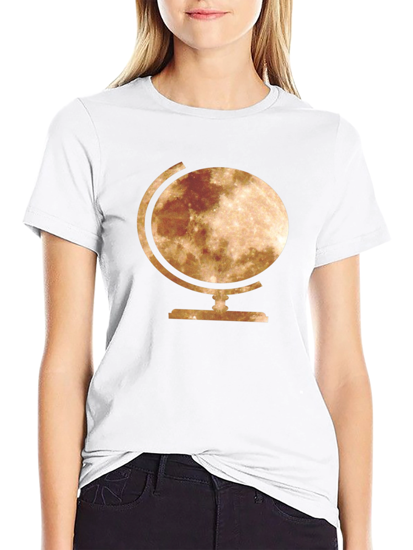 Moon Globe Graphic Tee - Stylish Space T-Shirt