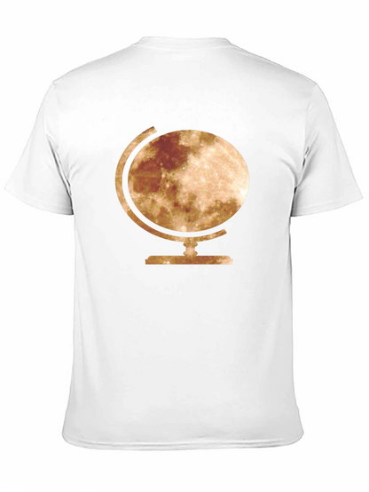 Moon Globe Graphic Tee - Stylish Space T-Shirt