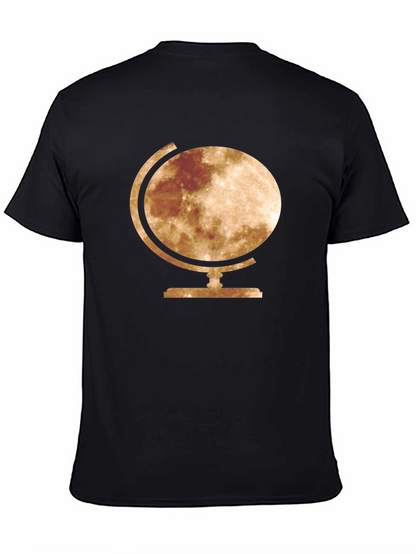 Moon Globe Graphic Tee - Stylish Space T-Shirt