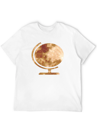 Moon Globe Graphic Tee - Stylish Space T-Shirt