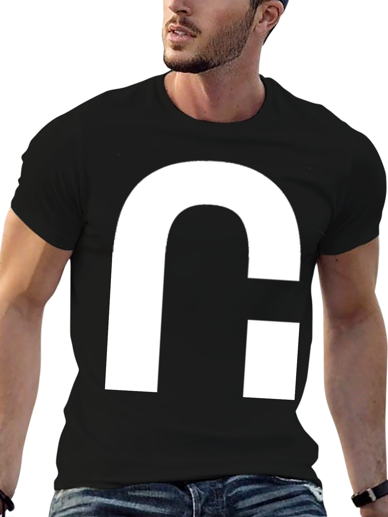 Modern Graphic Tee - Bold White Logo on Black