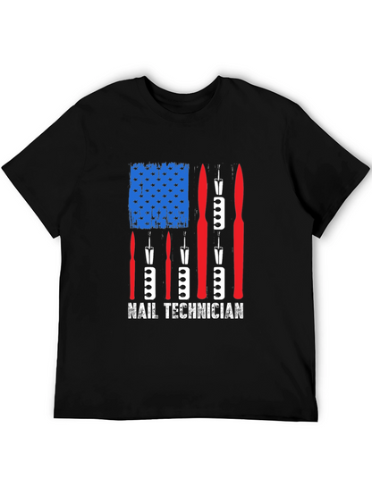 Nail Technician American Flag Graphic Tee