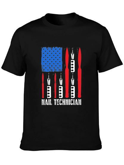 Nail Technician American Flag Graphic Tee